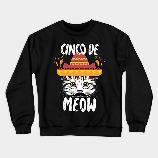 Meow! cinco de mayo sombrero cat Crewneck Sweatshirt by rezaabolghasemitam